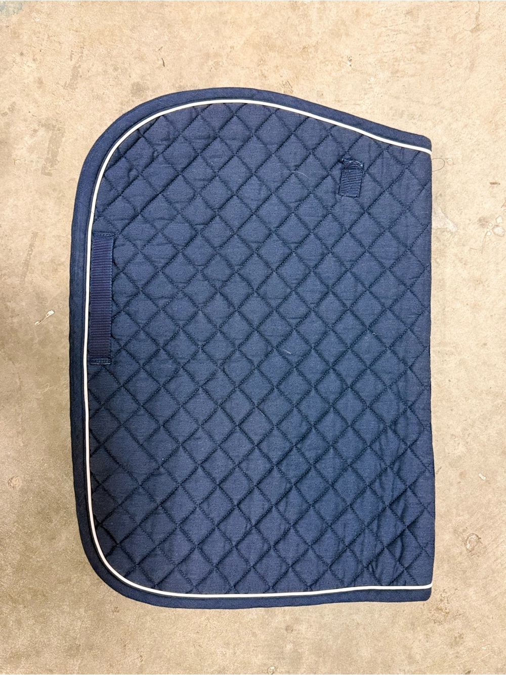 Navy Quilted Pet Saddle Pad with White Piping